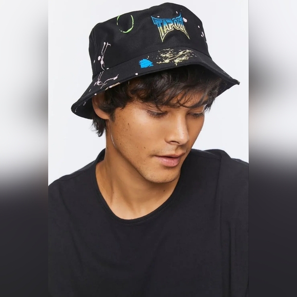Tapout Mens Paint Splatter Embroidered Black Bucket Hat One Size NWT - Picture 2 of 7